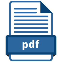 Icon of a document with horizontal lines representing text, featuring a blue bar across the bottom labeled "pdf" in white font.